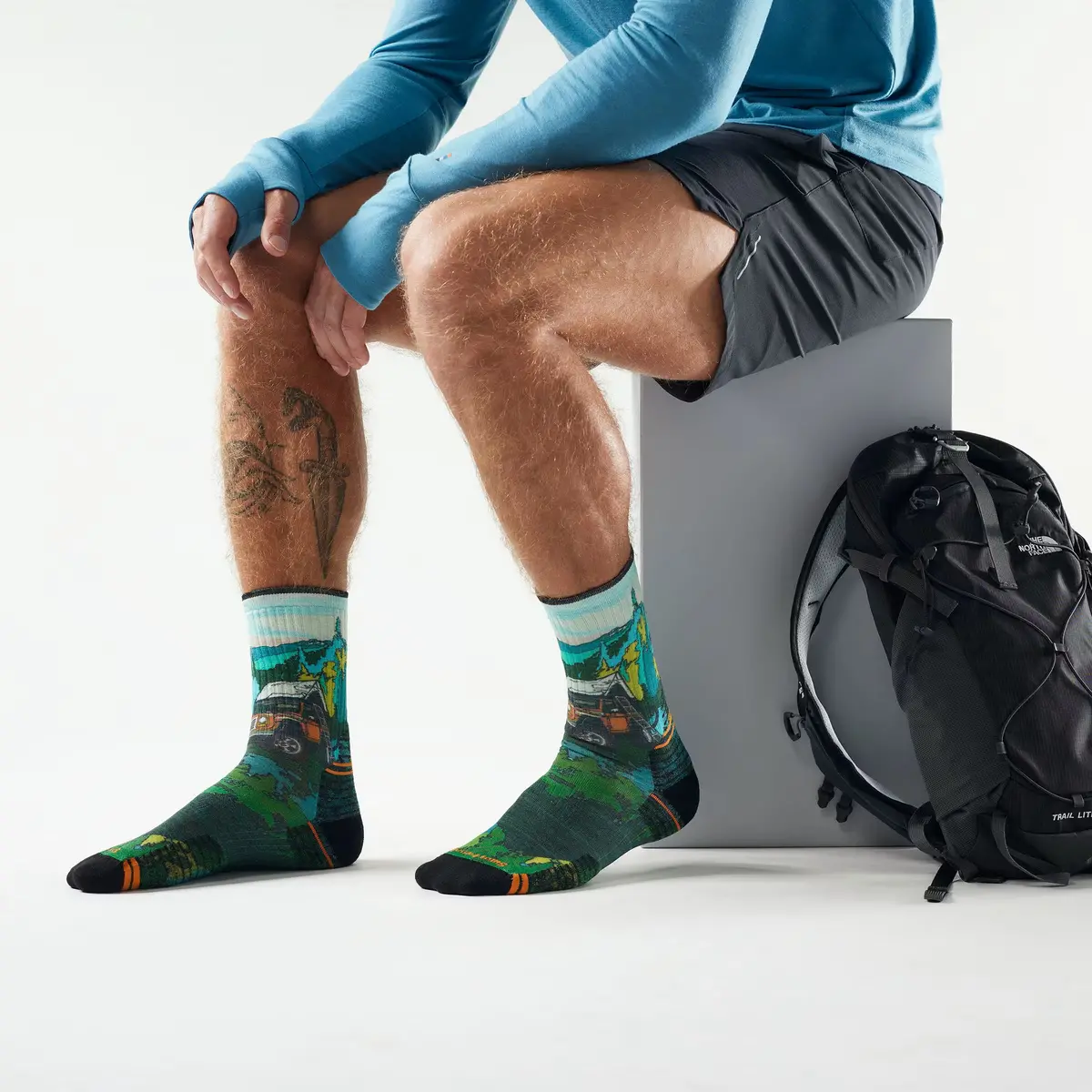 Hike Targeted Cushion Trail Trekker Print Crew Socks - Sw003032 2