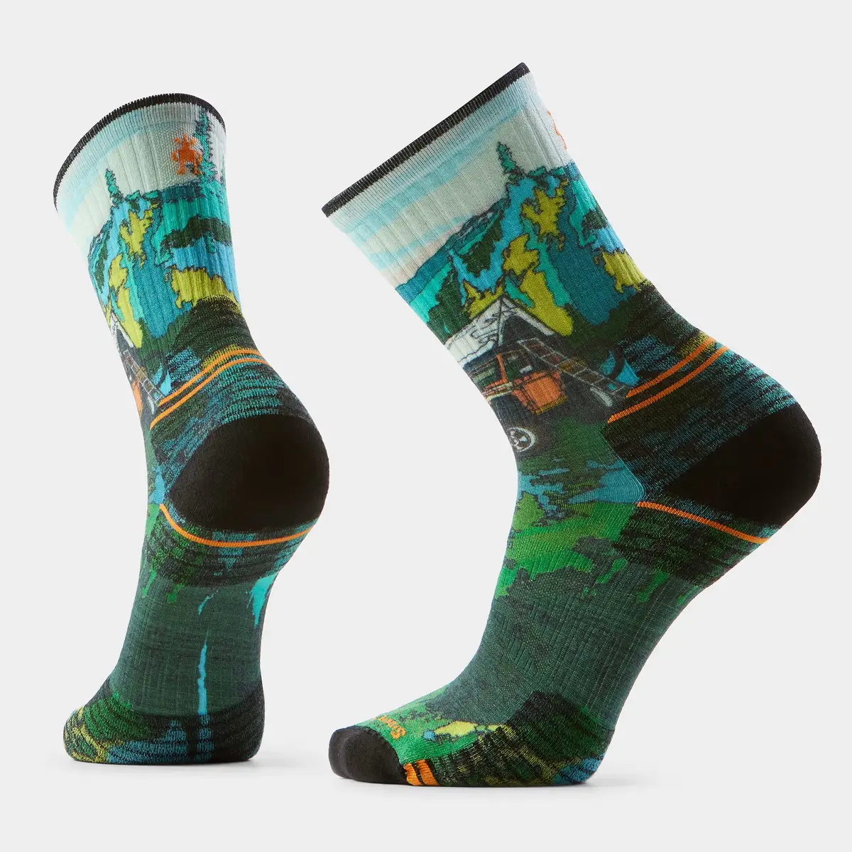 Hike Targeted Cushion Trail Trekker Print Crew Socks - Sw003032 1