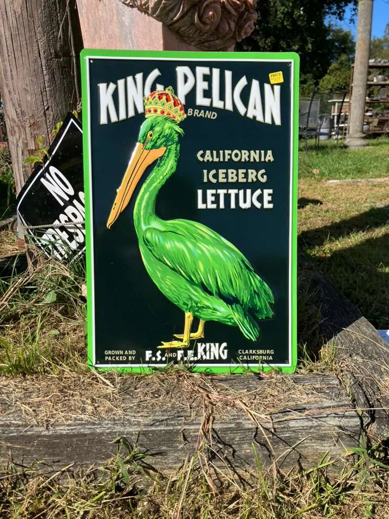 Vintage Style King Pelican Lettuce Metal Sign 1