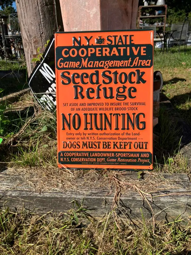 Vintage Style N.Y. State Cooperative Game Management Area Metal Sign 1