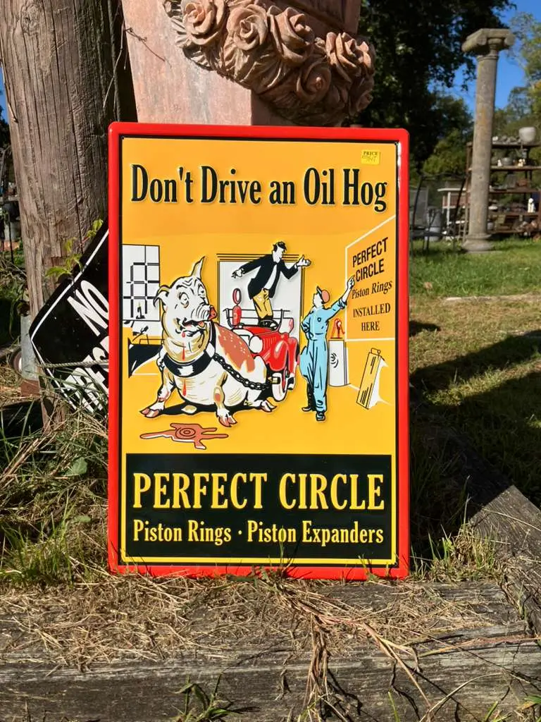 Vintage Style “Don’T Drive An Oil Hog” Metal Sign 1