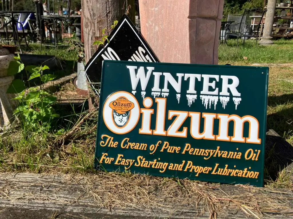 Vintage Style Winter Oilzum Motor Oil Metal Sign 1
