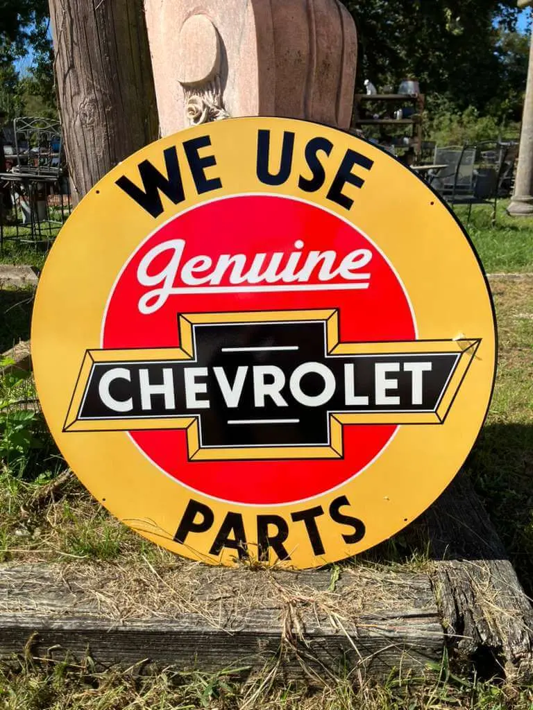 Vintage-Style "We Use Genuine Chevrolet Parts" Steel Sign 30" 1