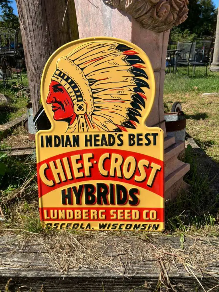 Vintage-Style Lundberg Seed Co. Chief-Crost Hybrids Sign 1
