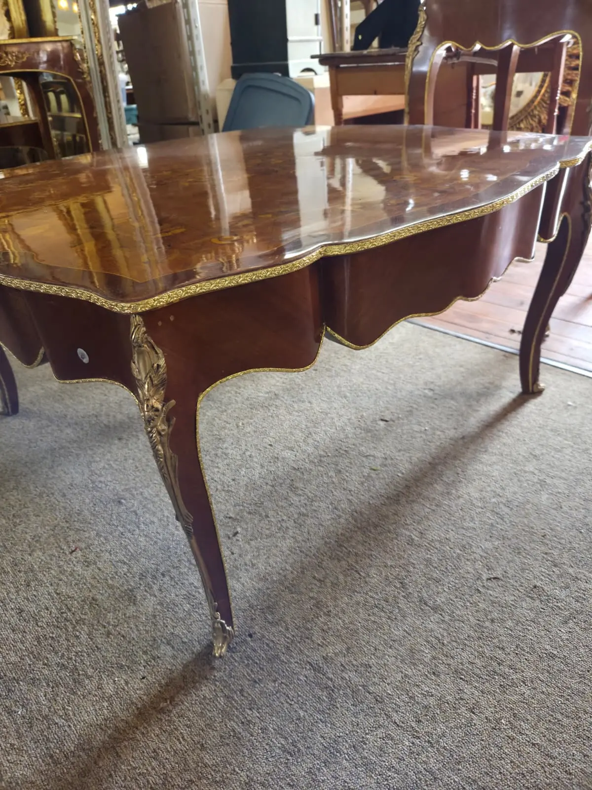 Louis Xv Style Marquetry Coffee Table And 2 End Tables 2