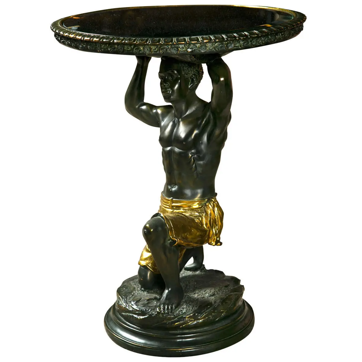 Mirror Top Table - Blackamoor Kneeling Nubian Man 1