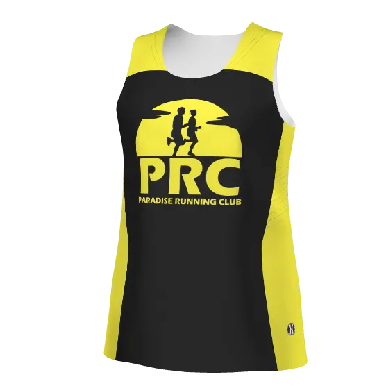 Paradise Running Club - Custom Sublimated Racer Singlet - Black/Yellow - (Women's) - Pre-Order 1