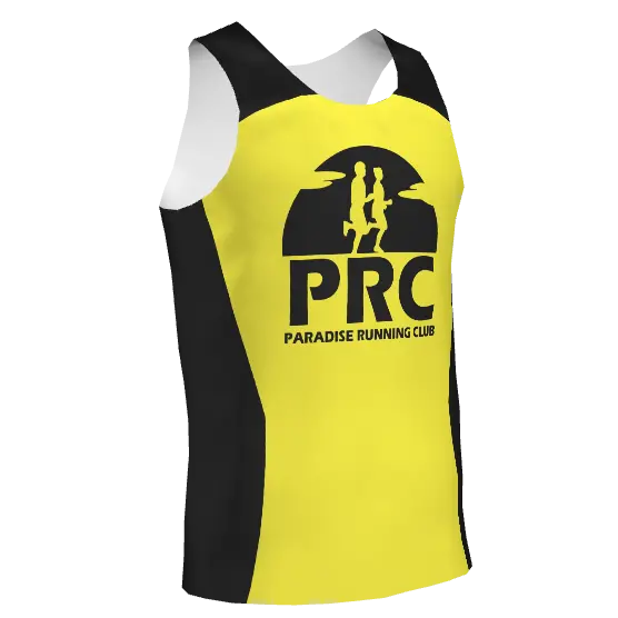 Paradise Running Club - Custom Sublimated Racer Singlet - Yellow/Black - (Men's) - Pre-Order 1