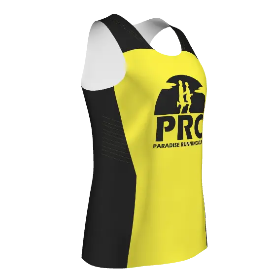 Paradise Running Club - Custom Sublimated Racer Singlet - Yellow/Black - (Women's) - Pre-Order 4