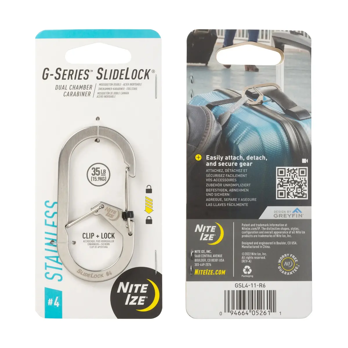 G-Series® Slidelock® #4 Dual Chamber Carabiner - Stainless 1