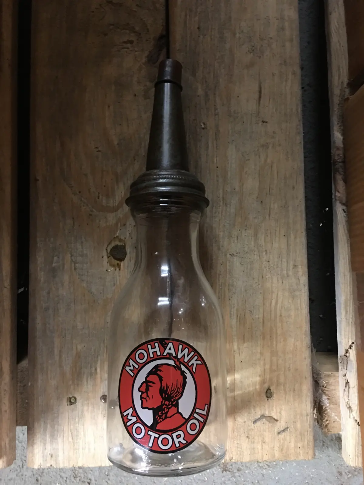 Oil Glass Bottle - Mohawk Motor Oil With Lid Cap 1