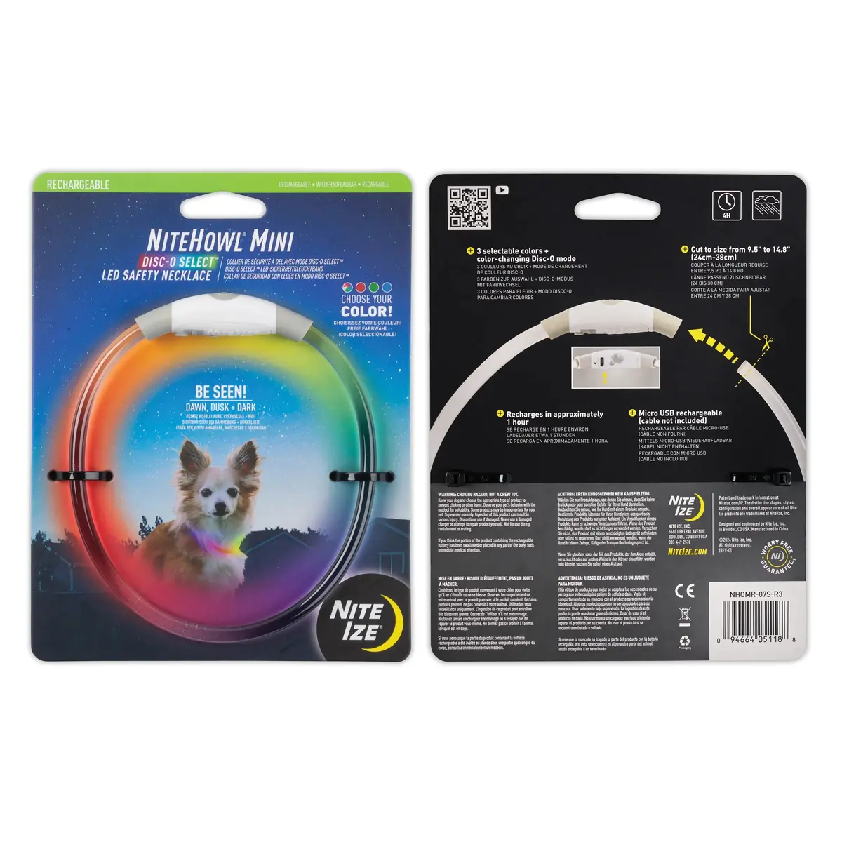 Nitehowl® Mini Rechargeable Led Safety Necklace - Disc-O Select™ 1