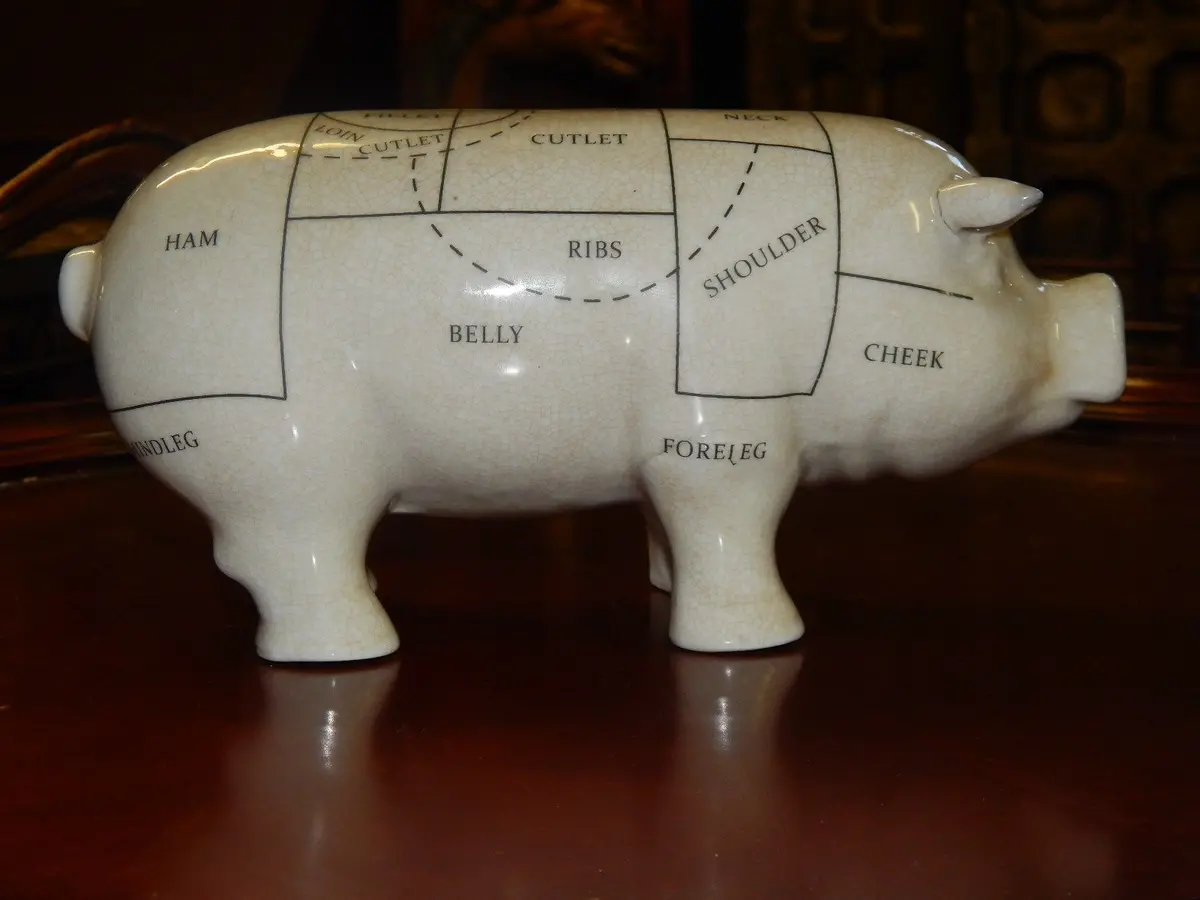 Pig  Porcelain  Butcher Figurine Chart Statue 1