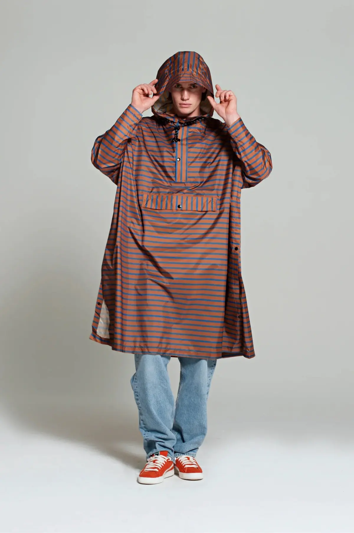 Breton Brown Blue - Rain Poncho 1