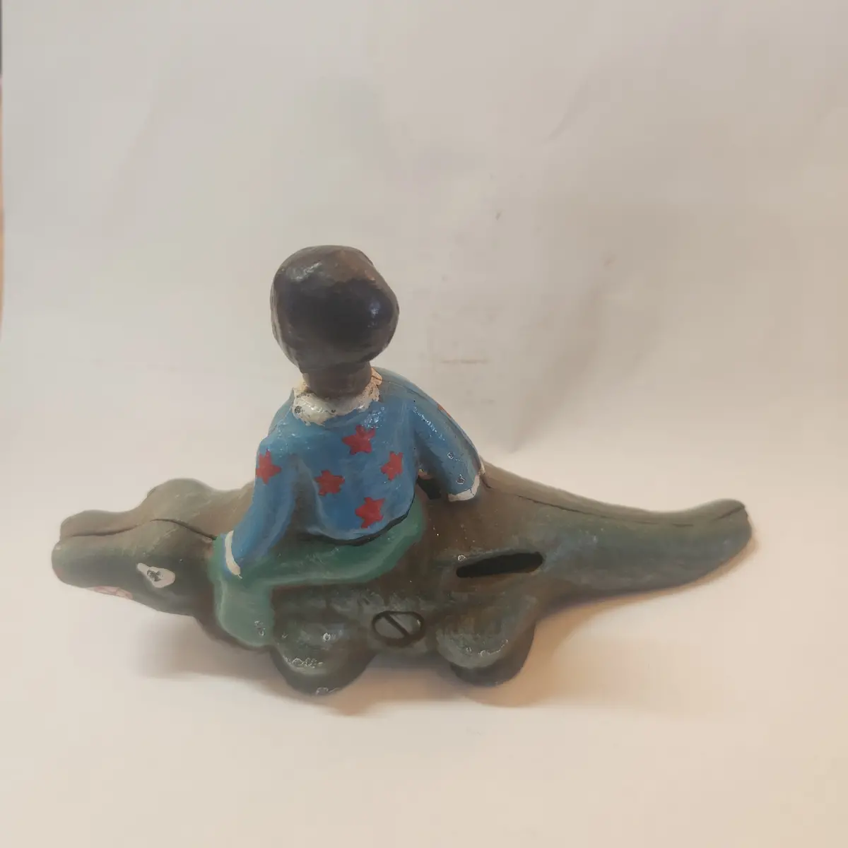 Cast Iron Bank Boy Riding A Crocodile 1