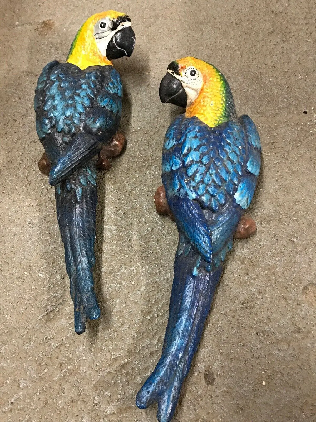 Cast Iron Pair Of Wall Mount Blue Parrot 1
