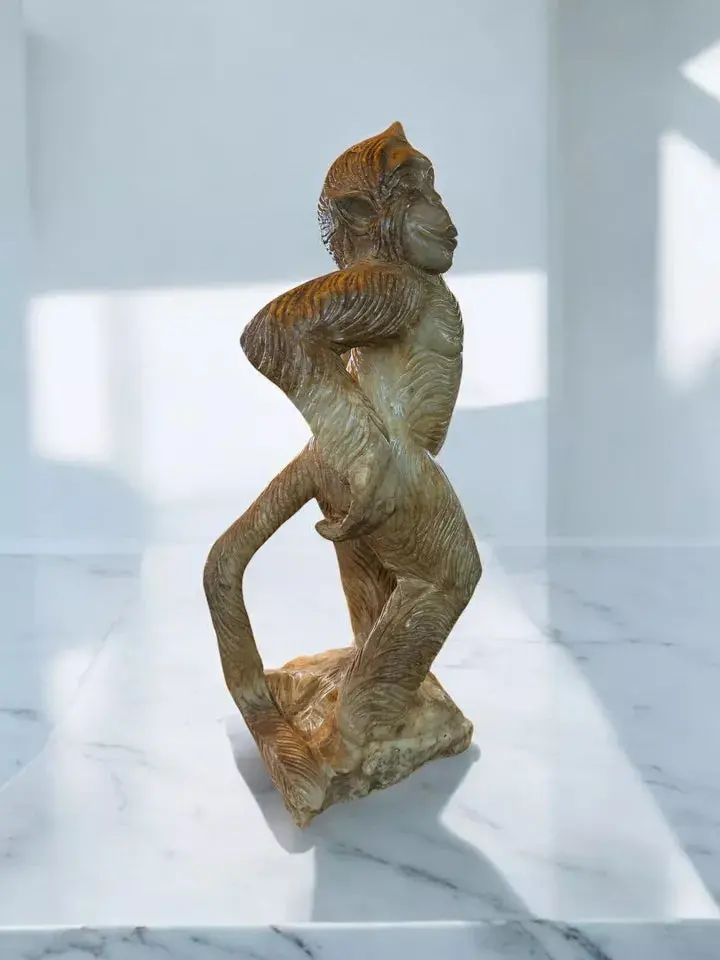Hand Carved Marble Monkey Statue 1