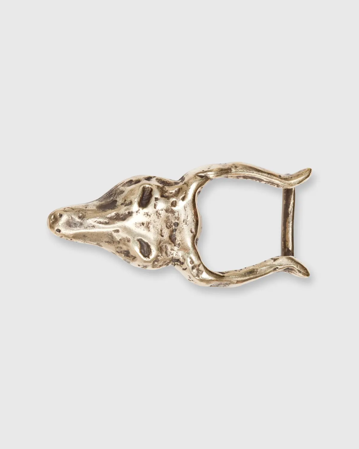 Horned Belt Buckle In Brass 1