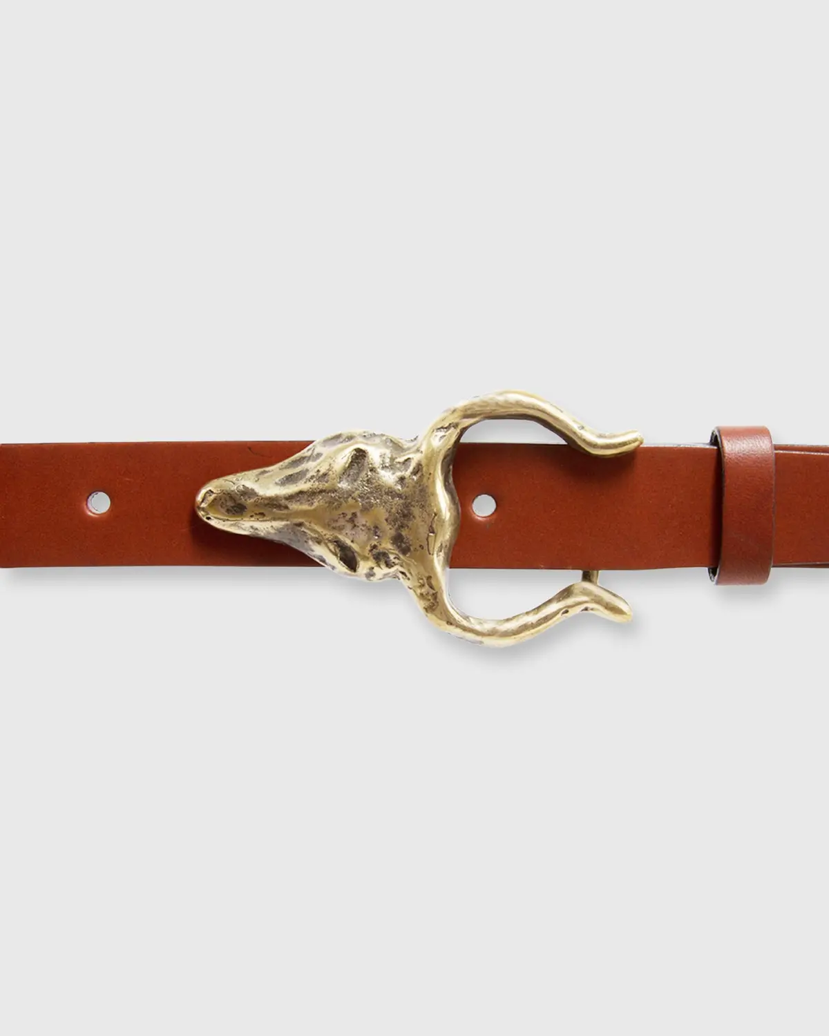 Horned Belt Buckle In Brass 2