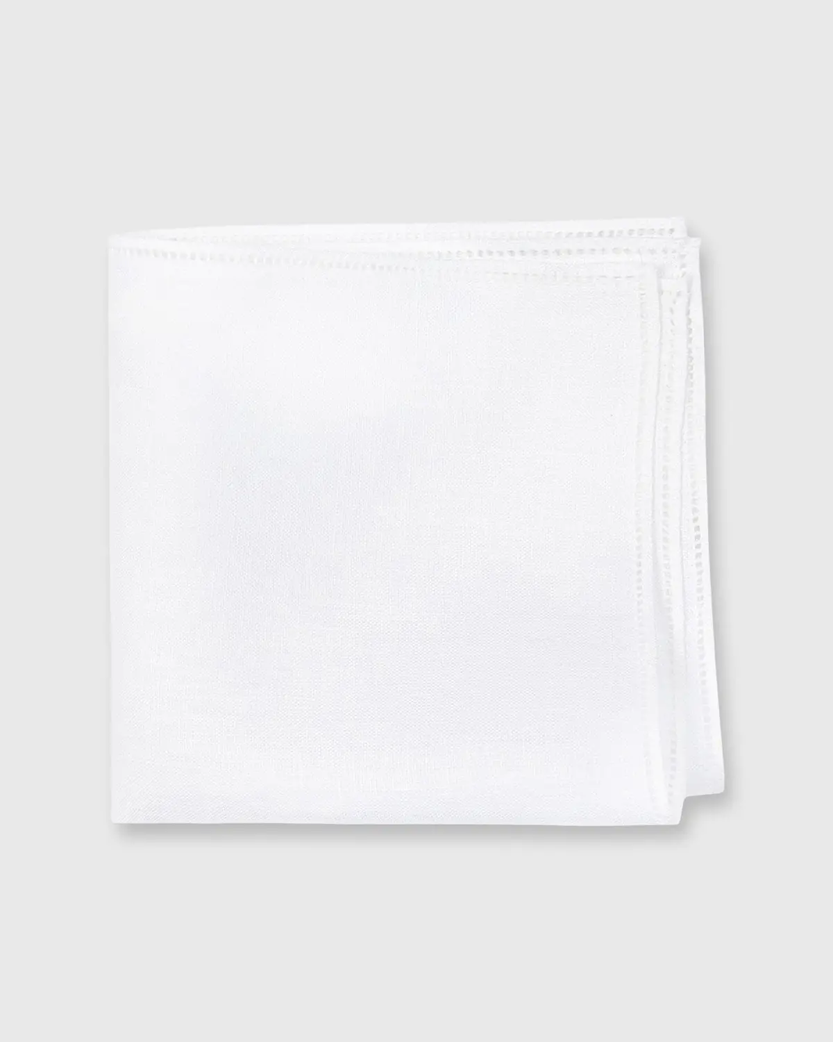 Hem-Stitched Pocket Square In White Linen 1
