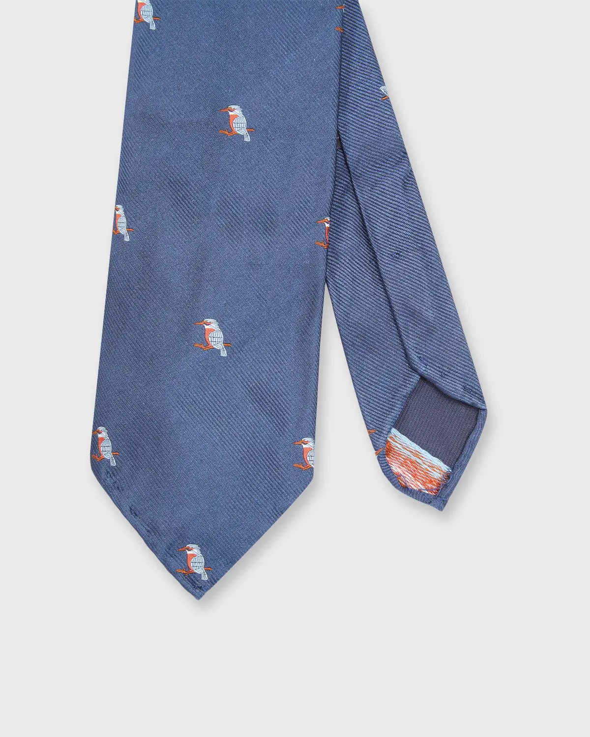 Silk Faille Club Tie In Navy Woodpecker 1