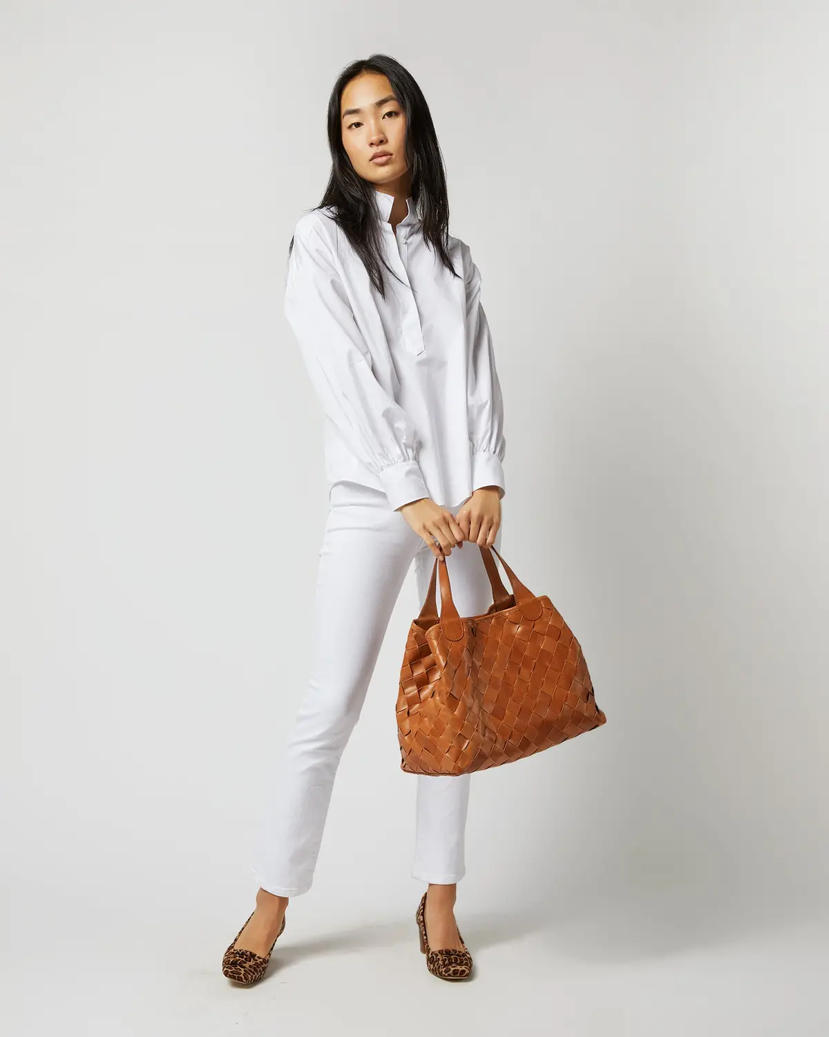 Veg-Tanned Handwoven Tote In Raw Tobacco Leather 2