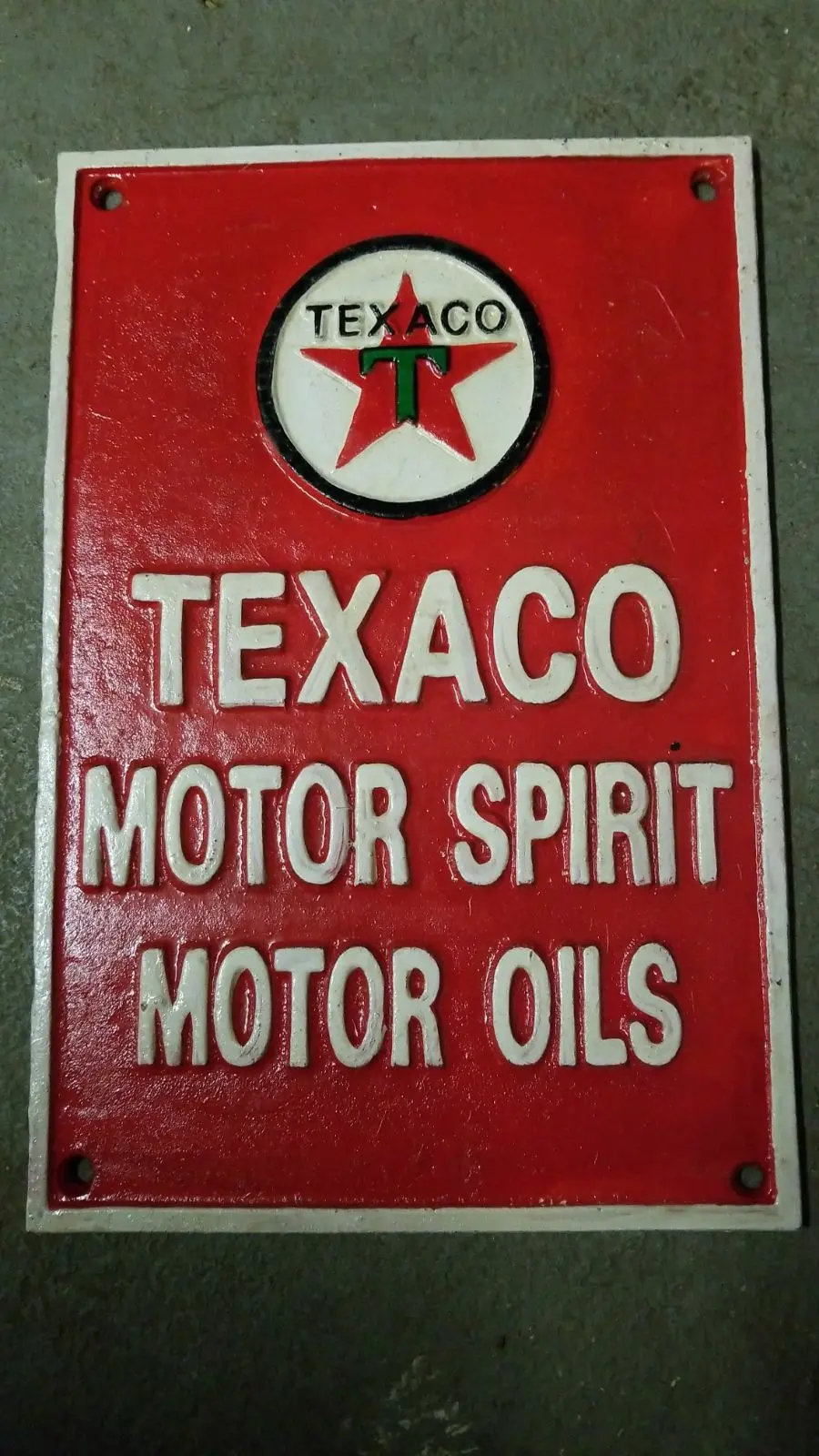 Cast Iron Sign - "Texaco Motor Spirit Motor Oil" 1