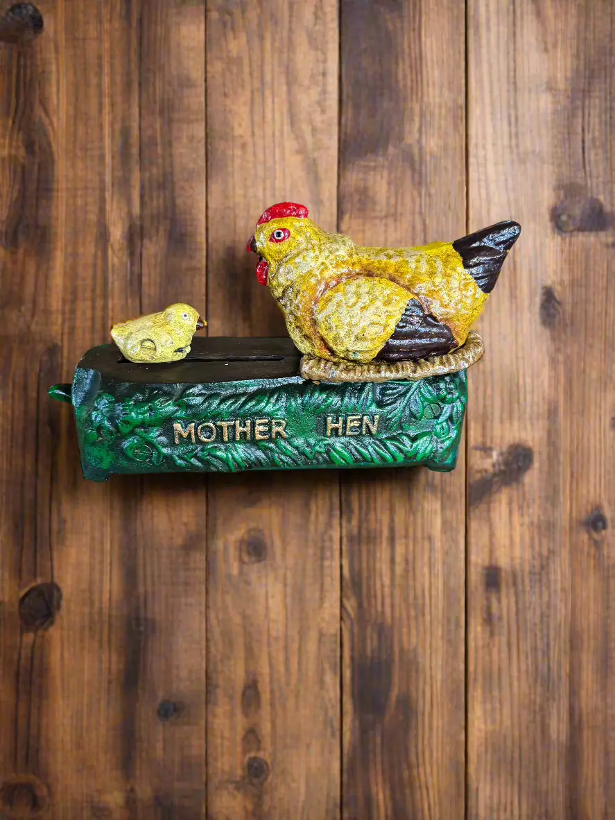 Mother Hen Cast Iron Mechanical Coin Bank 1