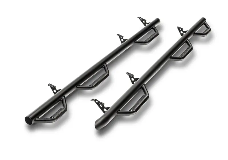 N-Fab Nerf Step For 2006–2009 Dodge Ram Mega Cab (6.4-Foot Bed) – Texas Black Powder Coat, 3-Inch Width, Bed Access Design 1