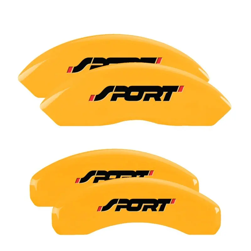 Mgp Engraved 4-Piston Caliper Covers – Front And Rear, Yellow Accent Edges On Black Finish 1
