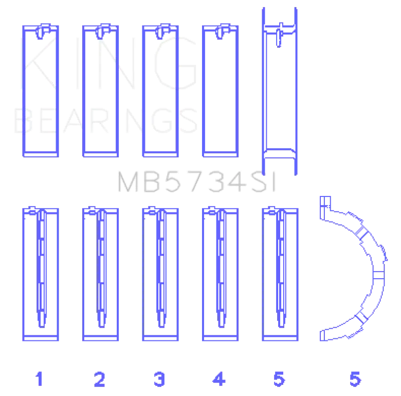 King Engine Bearings Ford 302 Cid Coyote (Size +0.25Mm) Main Bearing Set 1