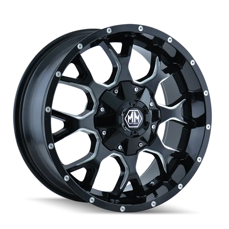 Mayhem 8015 Warrior 18X9 / 5X114.3 Bp / -12Mm Offset / 87Mm Hub Black W/ Milled Spokes Wheel 1