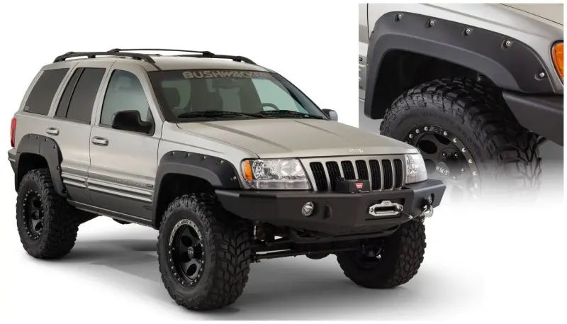 Bushwacker Cutout-Style Flare Kit For 1999–2004 Jeep Grand Cherokee – Black, 4-Piece 1