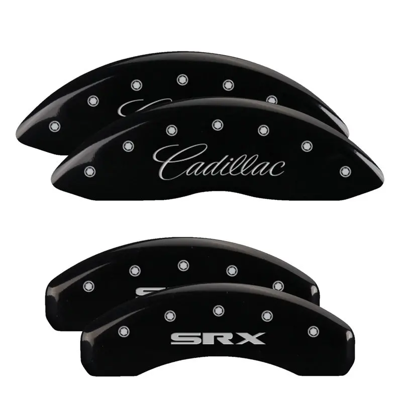 Mgp Engraved 4-Piston Caliper Covers – Front Cursive / Rear Cadillac Logo, Black Base With Silver Accent 2