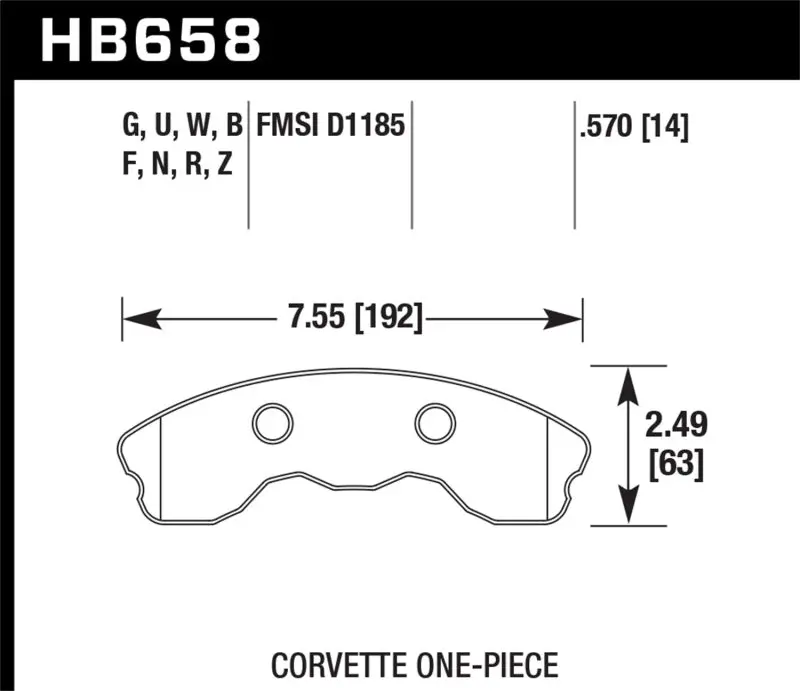 Hawk 06-13 Chevrolet Corvette Z06 Dtc-30 Race Front Brake Pads (One Piece) 1