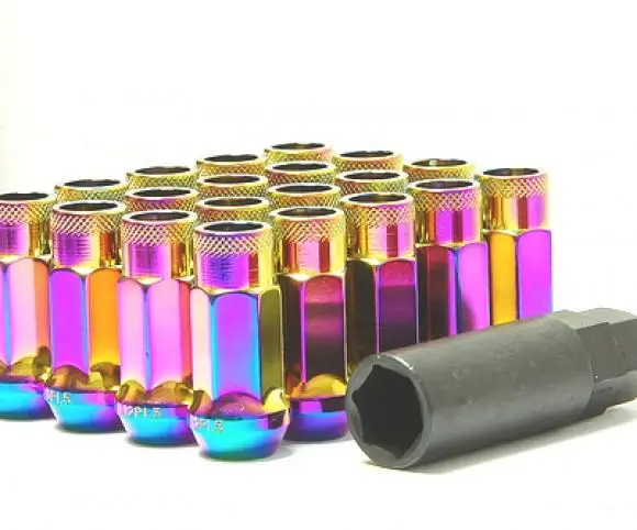 Wheel Mate Muteki Sr48 Open-End Locking Lug Nuts – Titanium Finish, 12X1.25Mm, 48Mm Length, Set Of 4 1