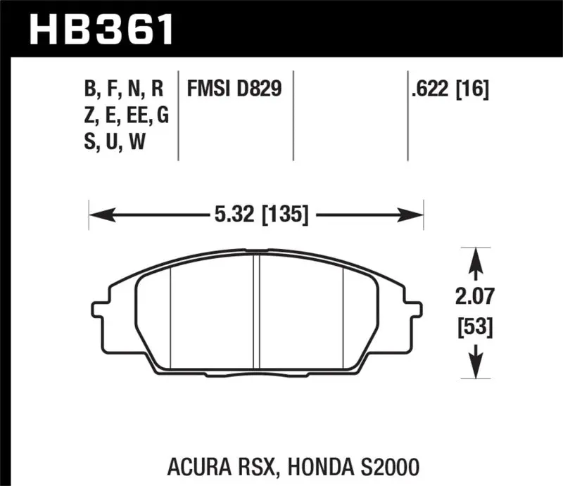 Hawk Performance Front Brake Pads For 2002–2005 Acura Rsx Type-S (2.0L) – Oe-Compatible Er-1 Compound With Shims 1