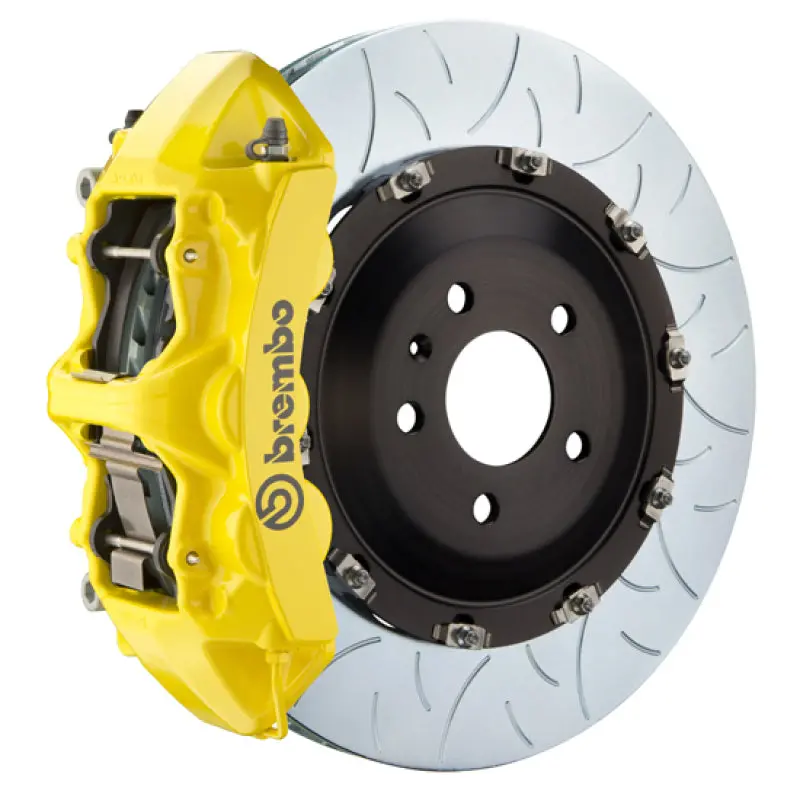Brembo Gt Big Brake Kit For Tesla Model S Plaid & Model X Plaid – Front 6-Piston Calipers, 405X34Mm Two-Piece Slotted Rotors, Yellow Finish 1