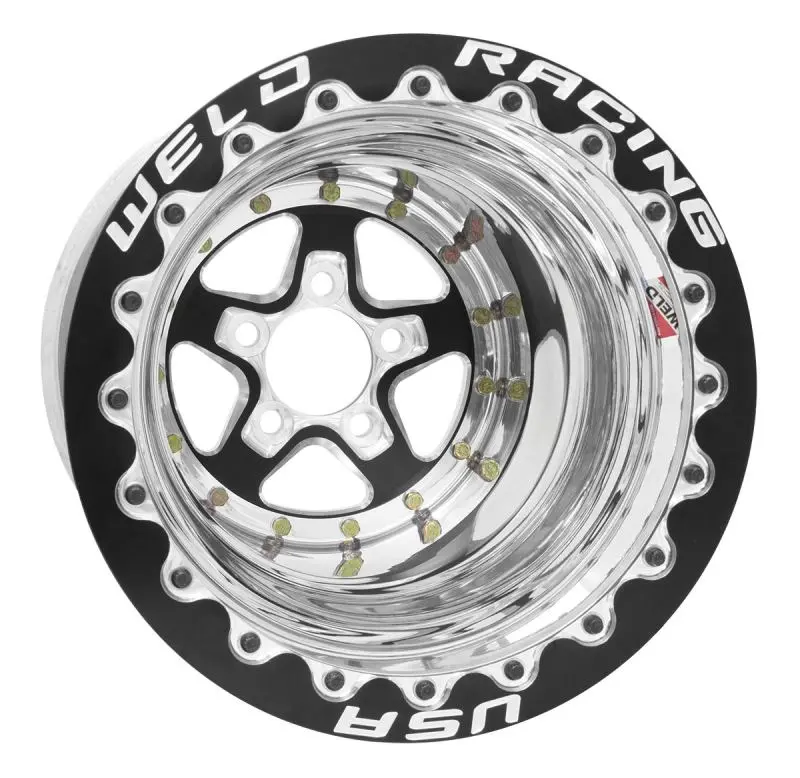 Weld Alumastar 2.0 Black Beadlock Wheel – 15X15", 5X4.75", 4" Backspace, Single Beadlock Design 1