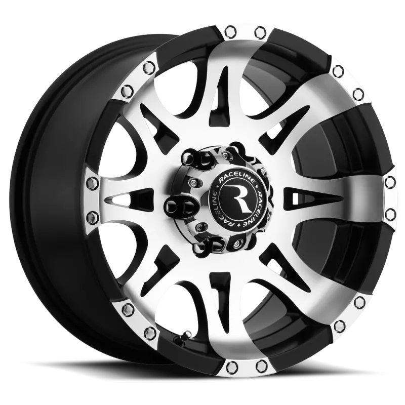 Raceline Raptor Wheel – 17X9", 8X170 Bolt Pattern, -12Mm Offset, 130.81Mm Center Bore, Black & Machined Finish 1