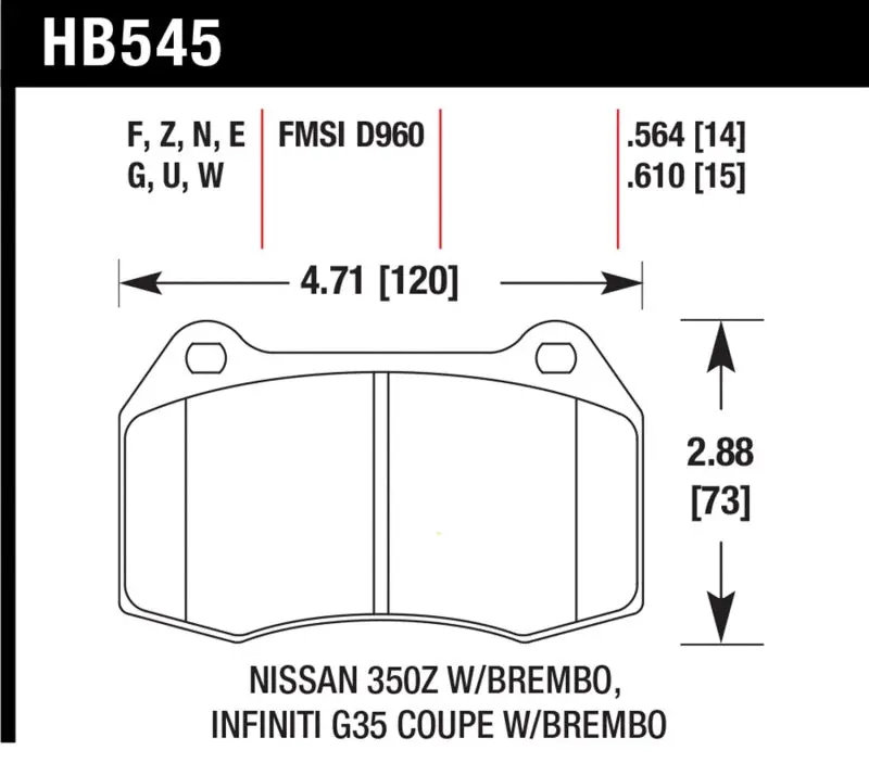Hawk Performance Er-1 Front Brake Pads – Oem-Compatible For 2004–2009 Infiniti G35 Base With Brembo Brakes 1