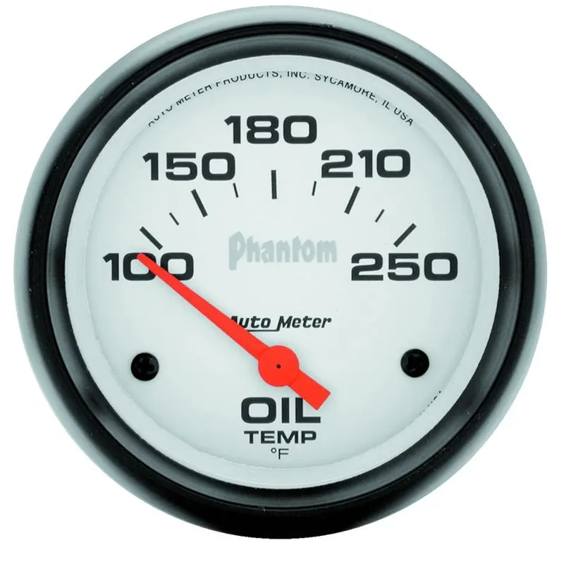 Autometer Phantom Series 2-5/8" Electric Oil Temperature Gauge – 100°F To 250°F Range 1