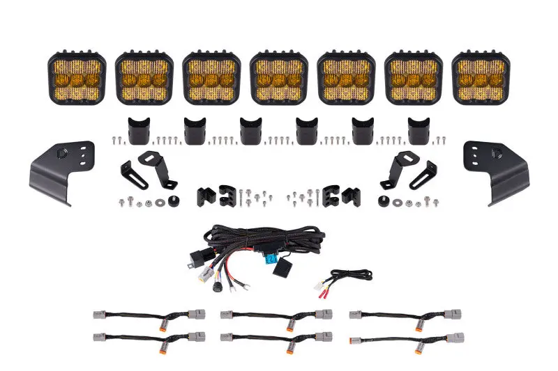 Diode Dynamics Bronco Ss5 Pro Crosslink Windshield Light Bar Kit – Yellow Combo 1