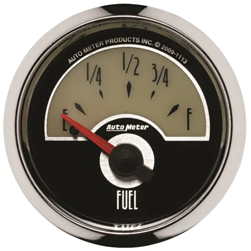 Autometer Electric Fuel Level Gauge – 2-1/16" Dial, 0–90 Ohm Sending Unit Range 1